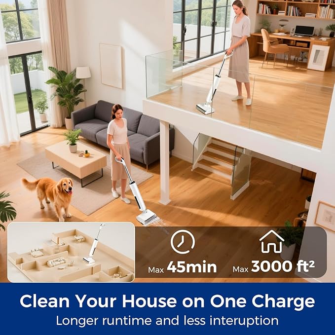 Wet Dry Vacuum Mop, 180°Lay-Flat Cordless Vacuum Mop All in One, Floor Cleaner - Image 5