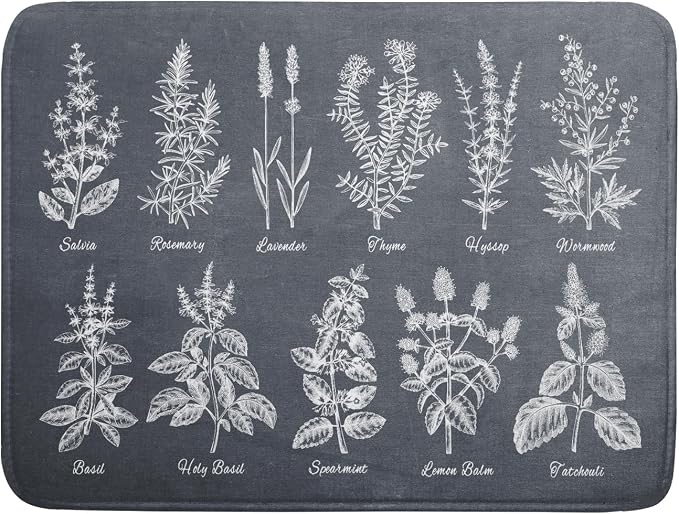 Flower Herbs Dish Drying Mat Wild Plant Dish Rack Mat by Giwawa