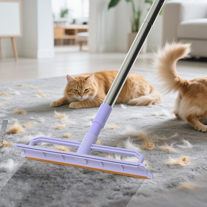 Carpet Rake for Pet Hair Removal, 59” Adjustable Long Handle Carpet Scraper for - Image 9