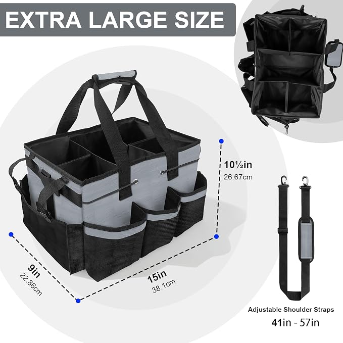 Large Cleaning Caddy Bag 15" x 10½" x 9" Heavy-Duty Organizer Tote - Image 7