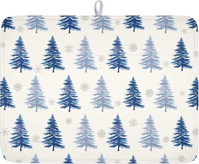 Winter Dish Drying Mat 16 x 18 Inch Blue Tree Dish Drying Pad Absorbent by Unknown
