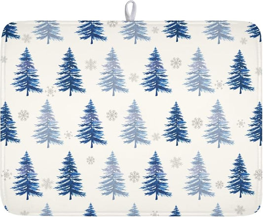 Winter Dish Drying Mat 18 x 24 Inch Blue Tree Dish Drying Pad Absorbent by Unknown