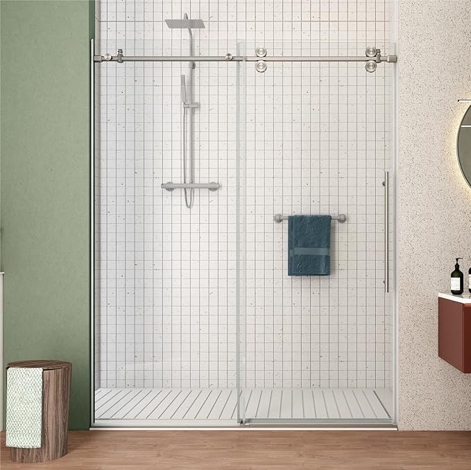 Sunrosa Frameless Shower Door, 51-55" W x 76" H Sliding Shower Door by ElevateYourEverydayShower