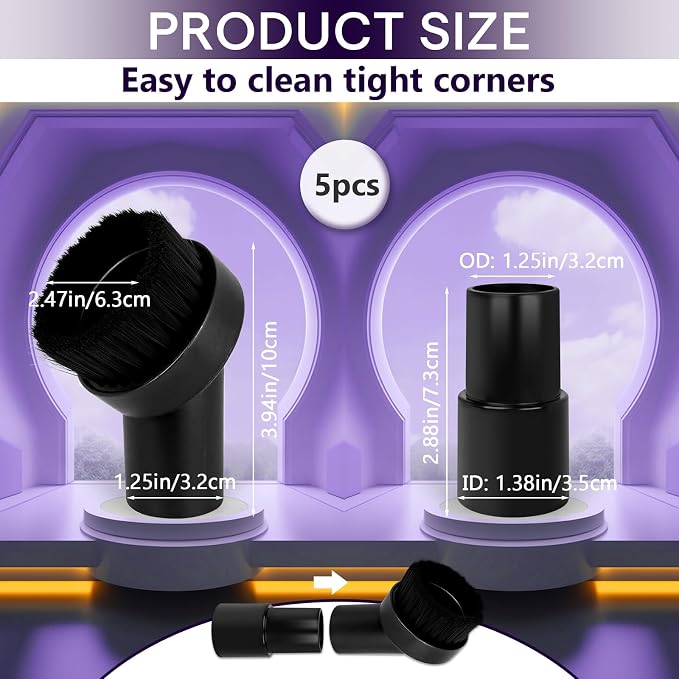 5PCS Fiber Brush Vacuum Attachment Set - Image 3