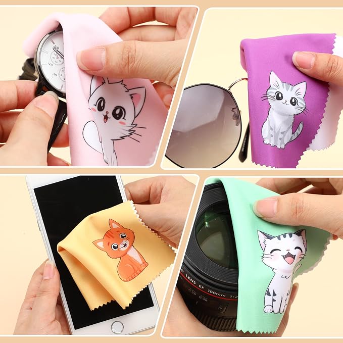 Breling 24 Pack Microfiber Cleaning Cloth Cute Animal Eyeglass Clean Cloths - Image 7
