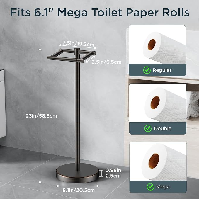 FORIOUS Toilet Paper Holder Wall Mount, Stainless Steel Rustproof Double Post - Image 5