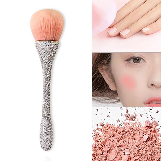 WOKOTO 1pcs White Shiny Rhinestone Nail Art Dust Brushes - Image 6