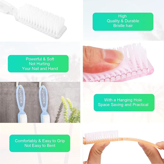 NICEMOVIC 20 Pcs Nail Brush for Cleaning Fingernails, Handle Grip Nail Scrubber - Image 5