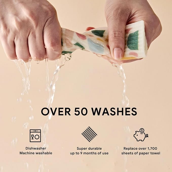 RECYCO Swedish Dishcloths for Kitchen | 5 Pack Urban Boho Terrazzo Washable - Image 5