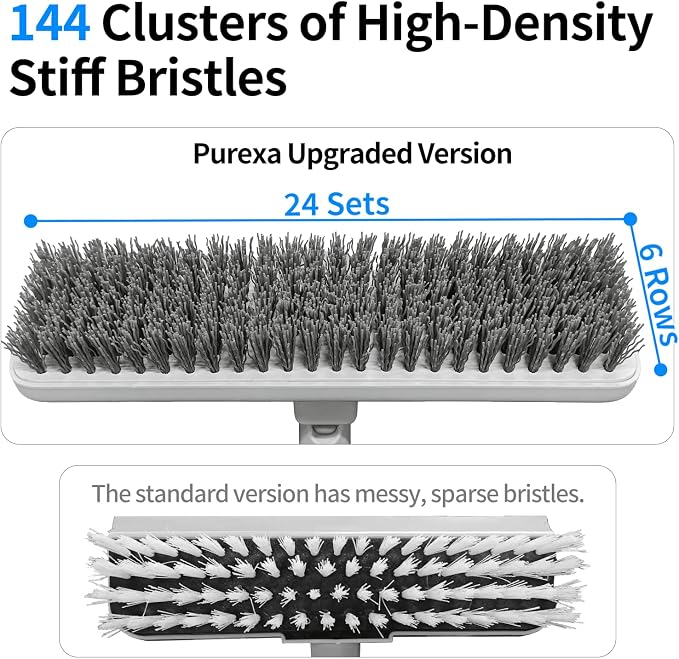 Floor Scrub Brush with 55" Long Handle, 2-in-1 Floor Brush with Built-in - Image 3