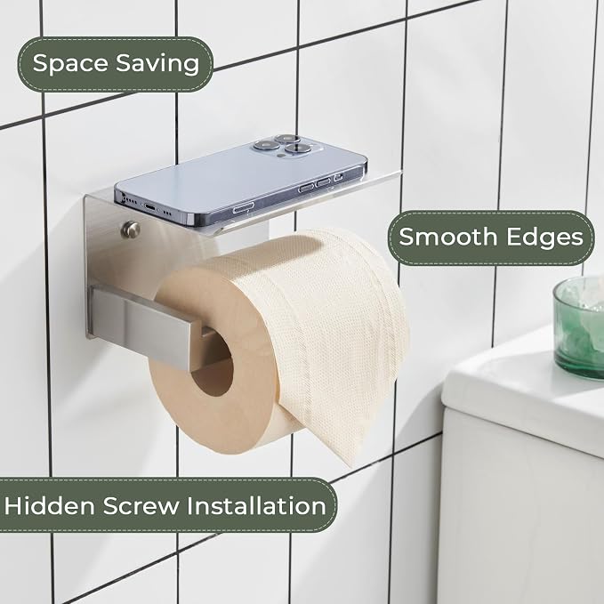 KOKOSIRI Toilet Paper Roll Holder Brushed Nickel Toilet Paper Holder - Image 8