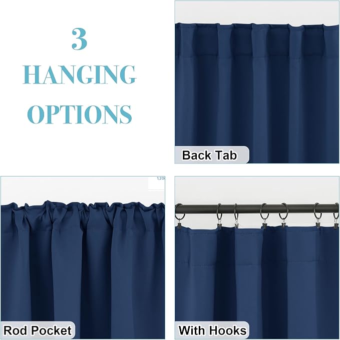 RYB HOME Blackout Curtains for Living Room Thermal Insulated Privacy Solar - Image 6