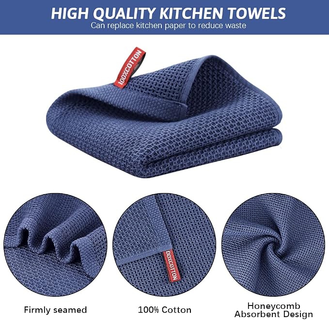 Nialnant 6 Pcs Kitchen Towels, 100% Cotton Kitchen Hand Towels, Super Soft and - Image 4