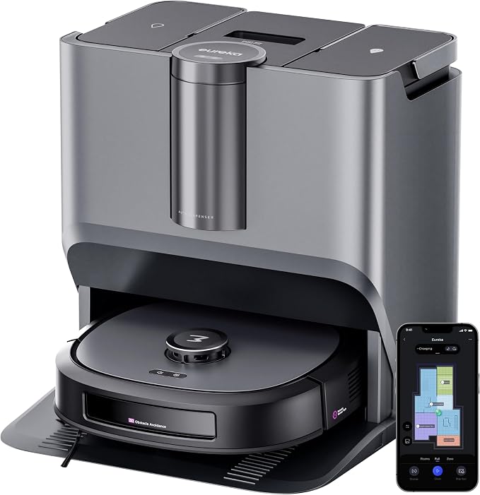Eureka J20 Robot Vacuum Self Emptying, 8000Pa Suction, Auto Mop Washing & Hot by Eureka