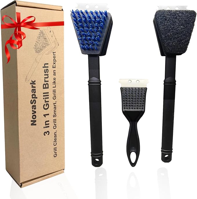 Nylon Grill Brush No Wire Bristle Barbecue Brush Grill Cleaning Kit Safe Grill by NovaSpark