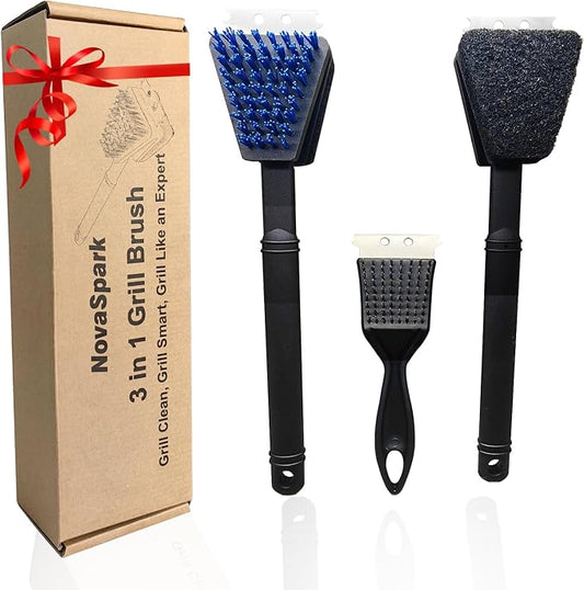 Nylon Grill Brush No Wire Bristle Barbecue Brush Grill Cleaning Kit Safe Grill by NovaSpark