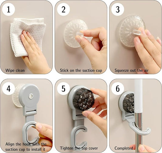 3 Pack Suction Cup Mop and Broom Holder Wall Mount–Renter Friendly Decor - Image 2