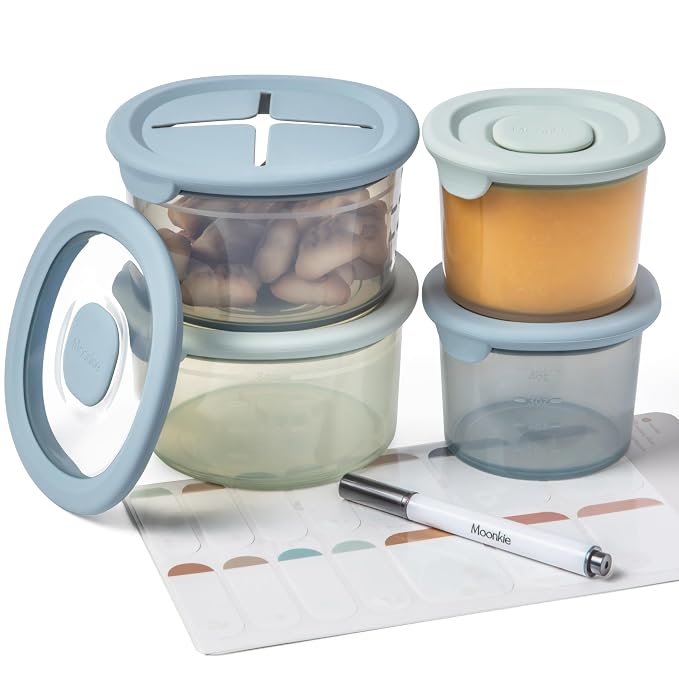 Moonkie Silicone Baby Food Containers | 8oz/4 oz Baby Food Storage Jars by Moonkie