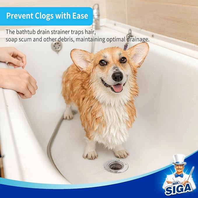 MR.SIGA Bathtub Drain Strainer, Stainless Steel Shower Bathtub Drain Hair - Image 3