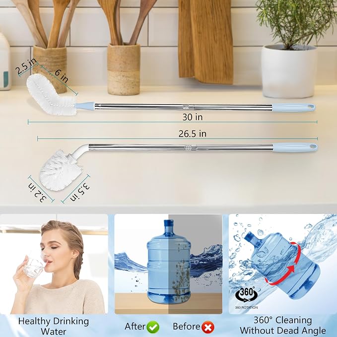 3 Gallon and 5 Gallon Water jug Cleaning Brush, Extra Long Water Bottle Carboy - Image 2