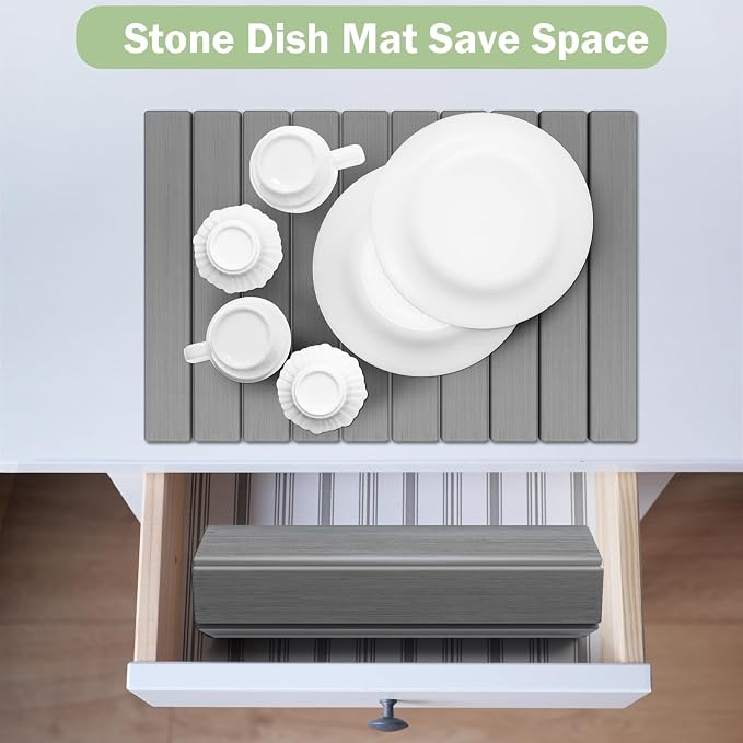 Stone Dish Drying Mat for Kitchen Counter, Versatile Stone Drying Mats for Cups - Image 5