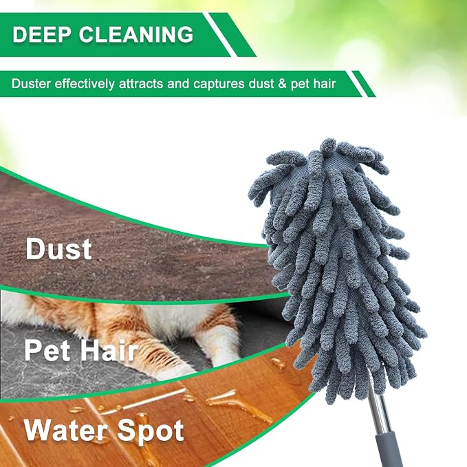 2 Pack Microfiber Duster for Cleaning, Washable Dusters, Extendable Pole - Image 3