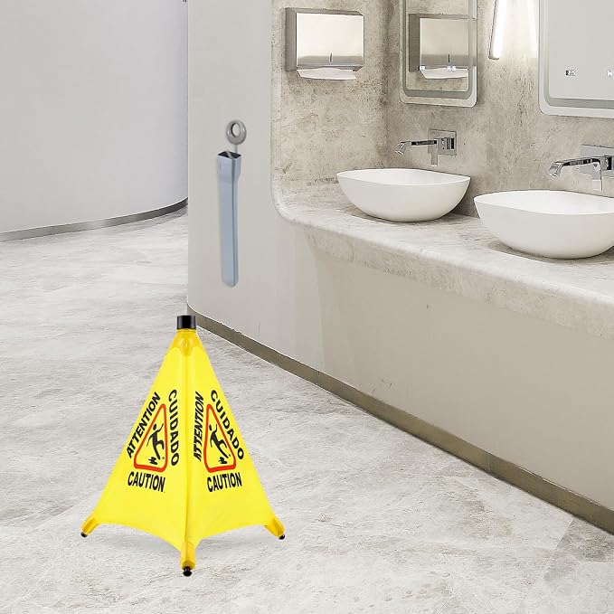 4-Packs Wet Floor Signs 20 Inch, Pop UP Bilingual Yellow Caution Wet Floor Sign - Image 7