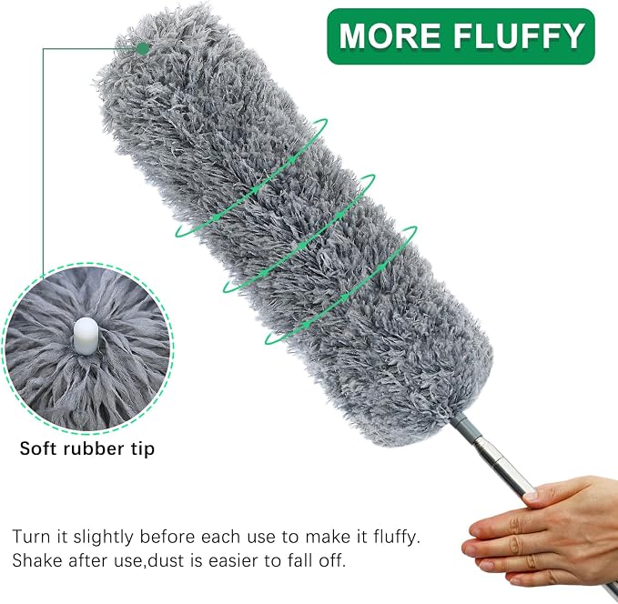 3 Pcs Extendable Microfiber Feather Duster, Electrostatic Bendable Head - Image 2