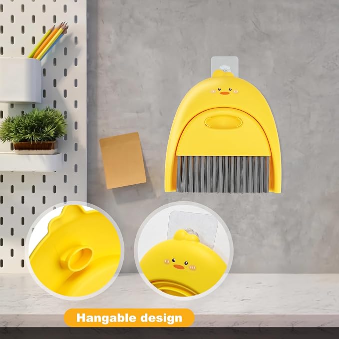 Small Broom and Dustpan Set, SUP Cute Little Yellow Duck Hand Mini Broom and - Image 6