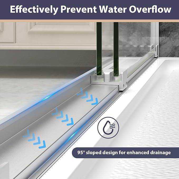 Double Sliding Shower Door, 1/4'' Clear SGCC Tempered Glass - Image 4