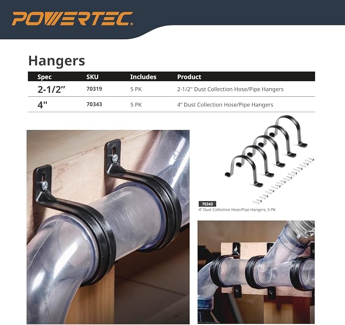 POWERTEC Clear PVC Pipe 4" x 36" Long, 2PK Plastic Tubing and 5PK Pipe Straps - Image 7