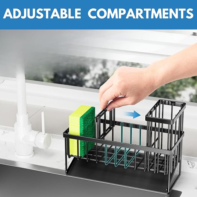USTECH Kitchen Sink Organizer, Sponge Holder, Countertop Organizer, Brush Holder - Image 3