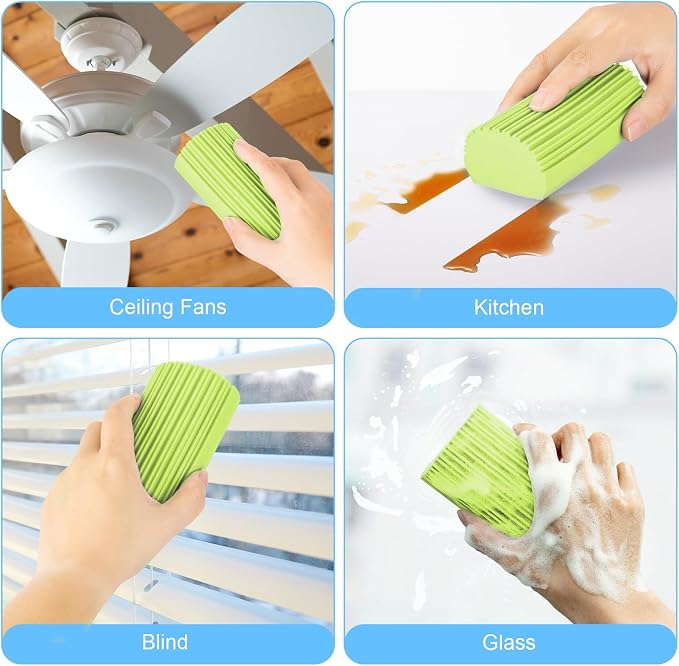 2-Pack Damp Clean Duster Sponge, Magic Sponge Eraser Baseboard Cleaner Tool - Image 3