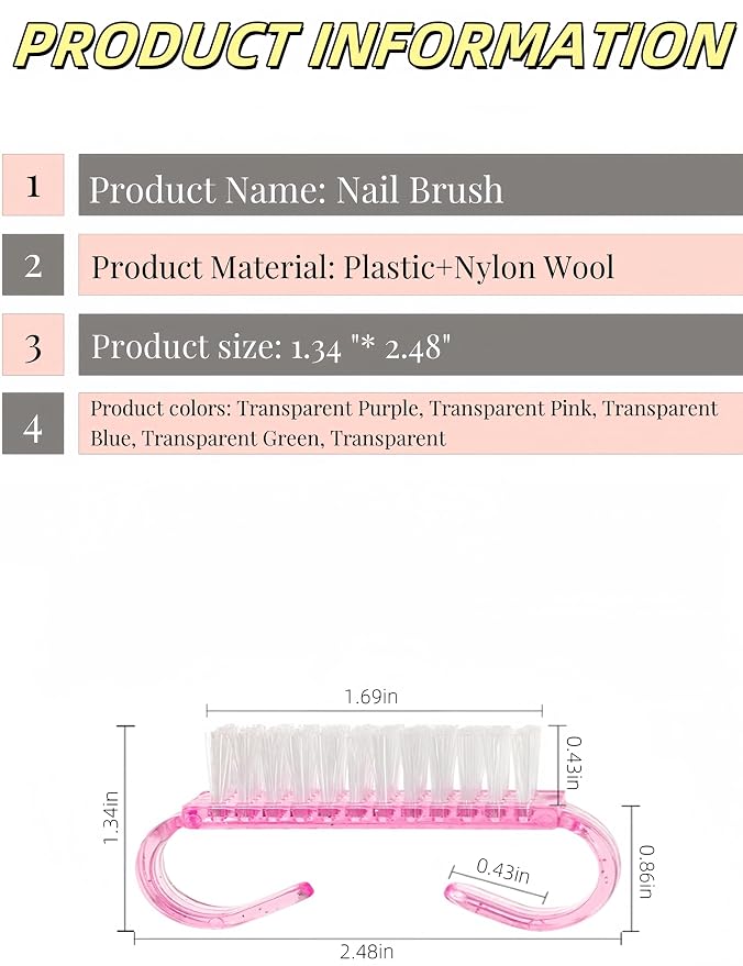 luvilly4 Pack Handle Grip Nail Brush, Nail Brush - Image 2