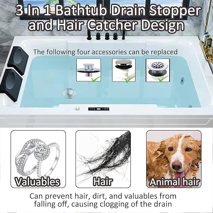 Bathtub Drain Stopper, Pop Up Tub Stopper Plug - Image 3