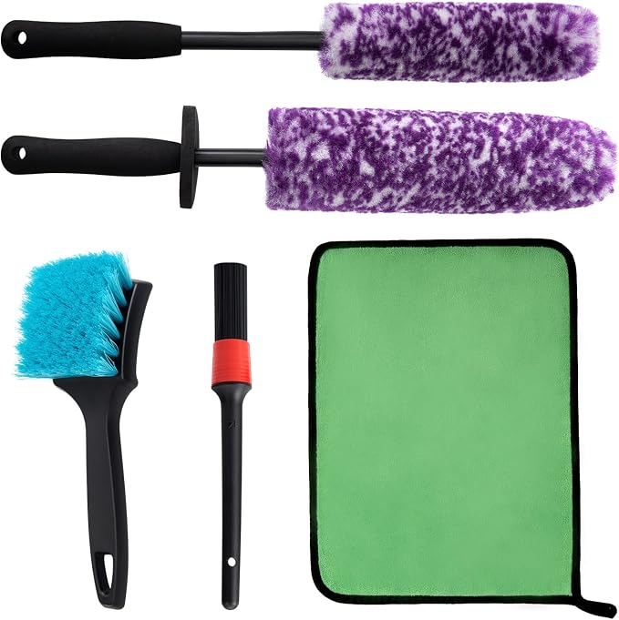 5 Pack Car Wheel and Tire Cleaner Brushes Kit Auto Motorcycle Rim Ultra Soft - Image 9