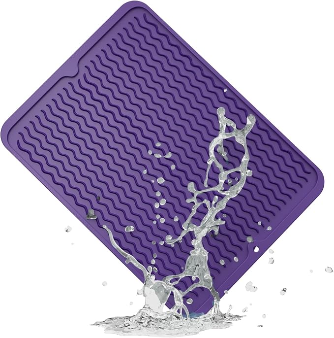 ZLR Silicone Dish Drying Mat for Kitchen Counter, Eco-Friendly Fast Dry Dish Mat by ZLR