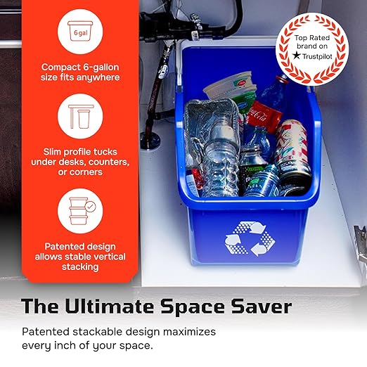 6 Gallon Stackable Recycling Bins - Image 5