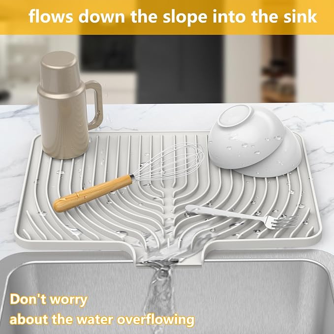 Silicone Drying Mat for Kitchen Counter, Dish Drying Rack Matt - Image 6