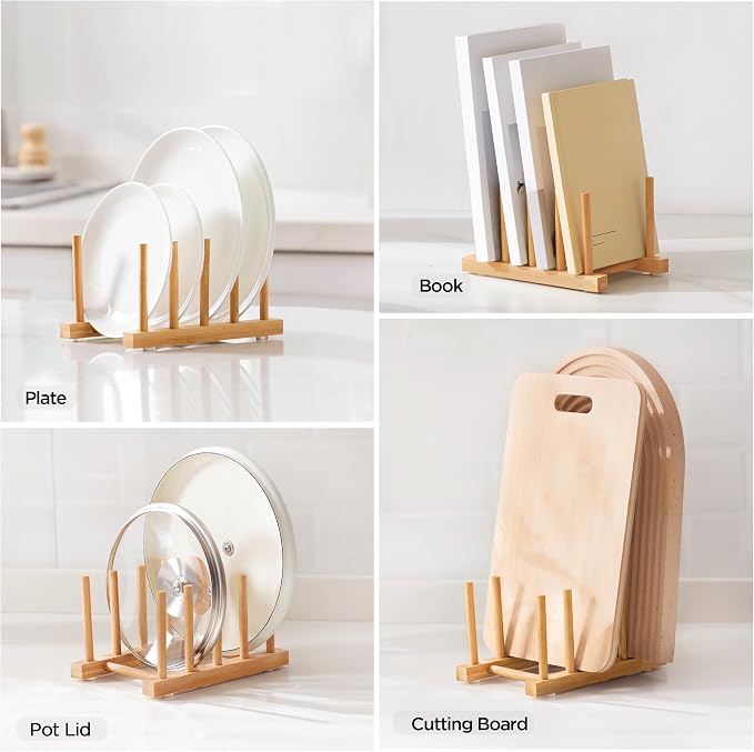 Bamboo Dish Drying Rack for Kitchen Counter and Cabinet, - Image 4