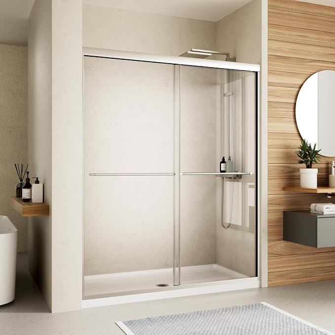 Shower Door, 44-48" W x 70" H Semi-Frameless Double Sliding Shower Doors by RoyalGuard