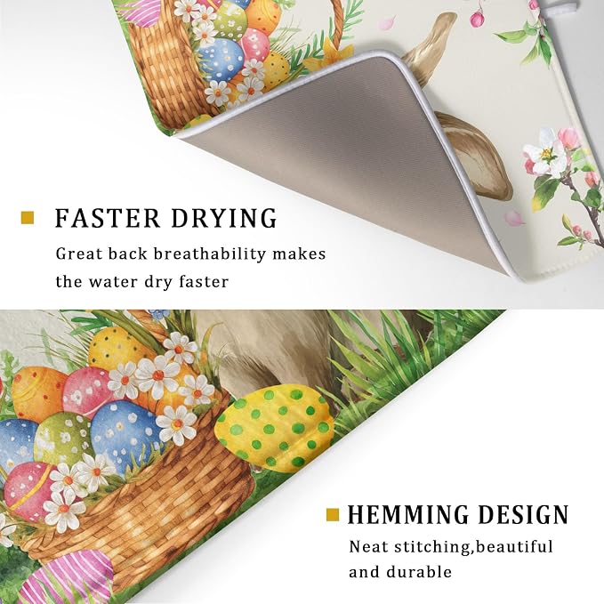 Easter Bunny Colorful Eggs Dish Drying Mat - Image 3