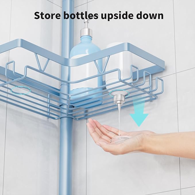 KEGII Shower Caddy Tension Pole, 4-Tier Rustproof Adjustable Corner Bathroom - Image 5
