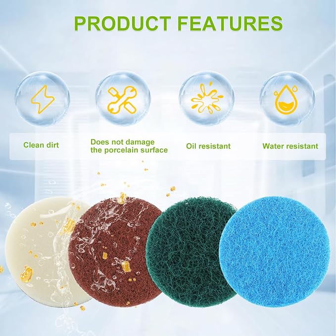16pcs Electric Cleaning Brush Pad Set 4 Foam Pads 4 Kitchen Mats 4 Heavy Duty - Image 6
