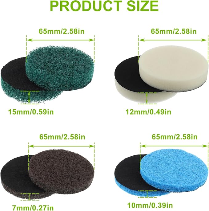 16pcs Electric Cleaning Brush Pad Set 4 Foam Pads 4 Kitchen Mats 4 Performance - Image 2