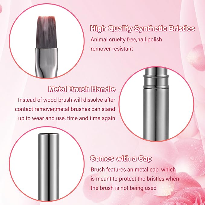 3Pcs Nail Art Clean-Up Brushes Set, Cleaning Mistake Polish On Cuticles Angled - Image 3