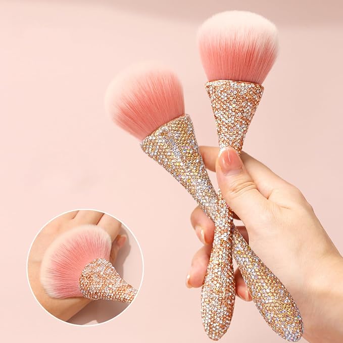 WOKOTO 1pcs Gold Rhinestone Nail Dust Brushes - Image 5