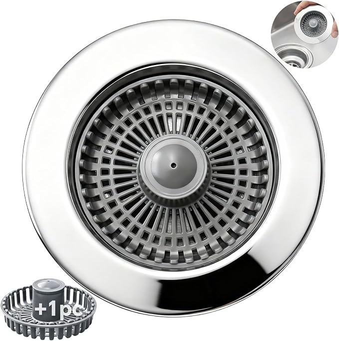 Solid Brass Body 3-in-1 Kitchen Sink Drain Strainer & Stopper, Heavy Duty Pop by BLAZEAVIAN
