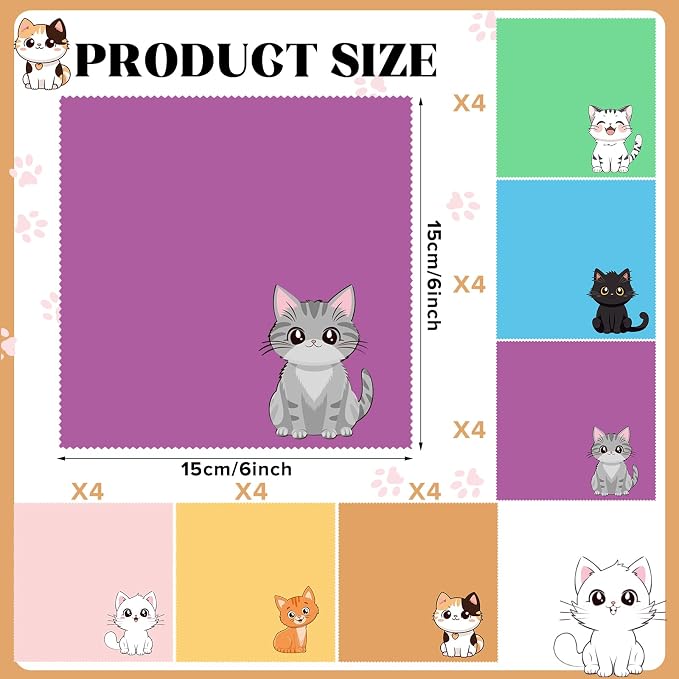 Breling 24 Pack Microfiber Cleaning Cloth Cute Animal Eyeglass Clean Cloths - Image 2