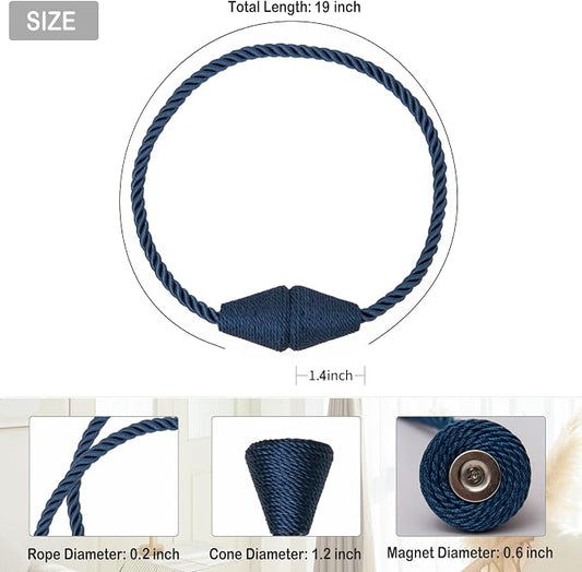 Magnetic Curtain Tiebacks 2 Pack Outdoor Rope Curtain Tie Backs Decorative - Image 2